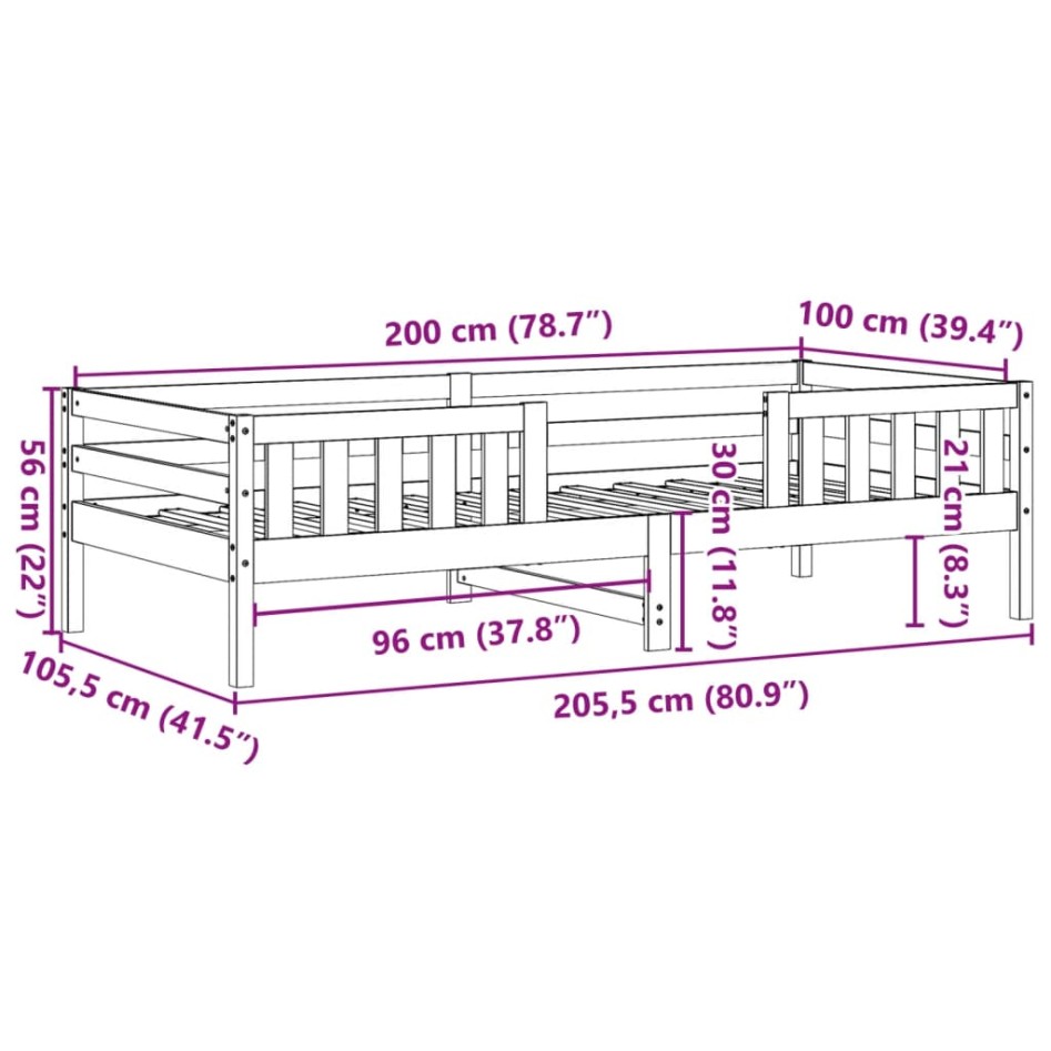 Estructura cama sin colchón madera maciza pino blanca