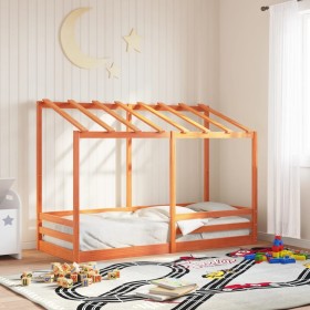 Techo de cama infantil madera maciza marrón 75x190