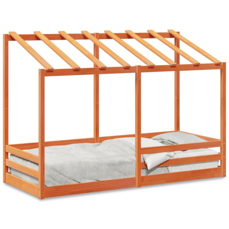Techo de cama infantil madera maciza marrón 75x190
