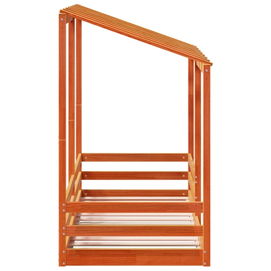 Techo de cama infantil madera maciza marrón 75x190