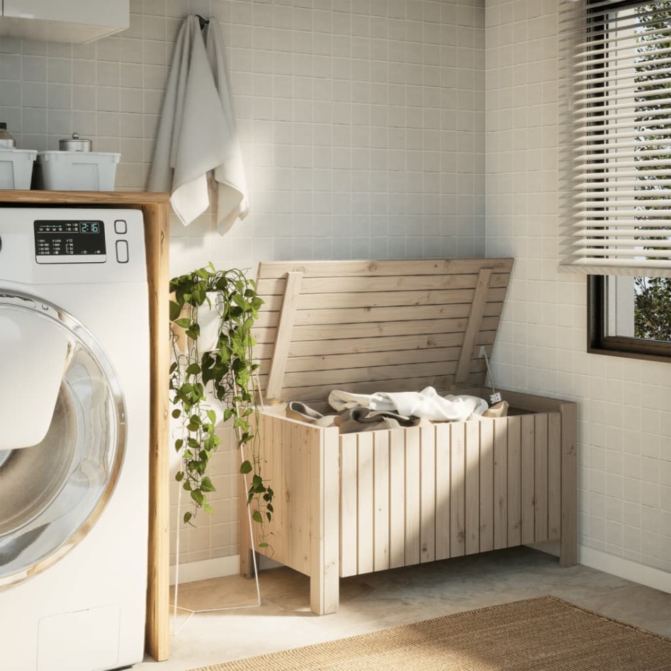 Caja de almacenaje con tapa RANA madera maciza pino