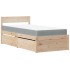 Cama con cajones y colchón madera maciza de pino 100x200