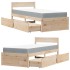 Cama con cajones y colchón madera maciza de pino 100x200