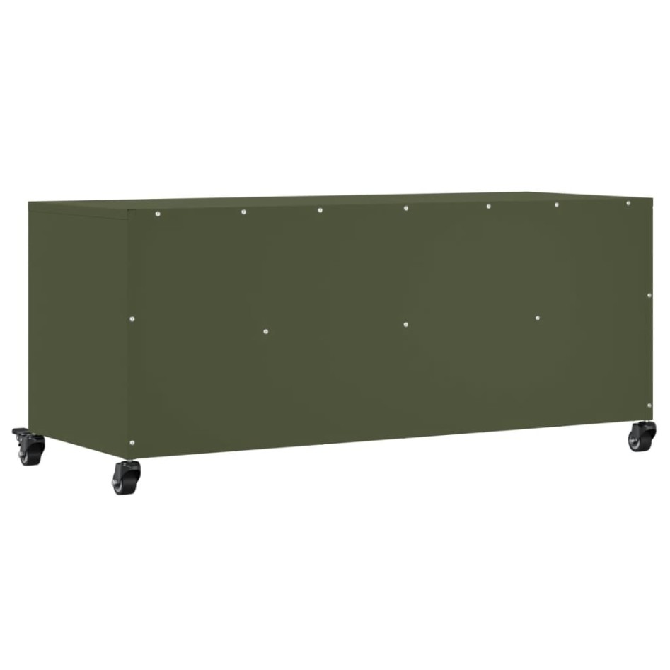 Mueble de TV de acero verde oliva 100,5x39x43,5