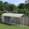 Perrera de exterior con toldo acero galvanizado plata 2x10x2,5m
