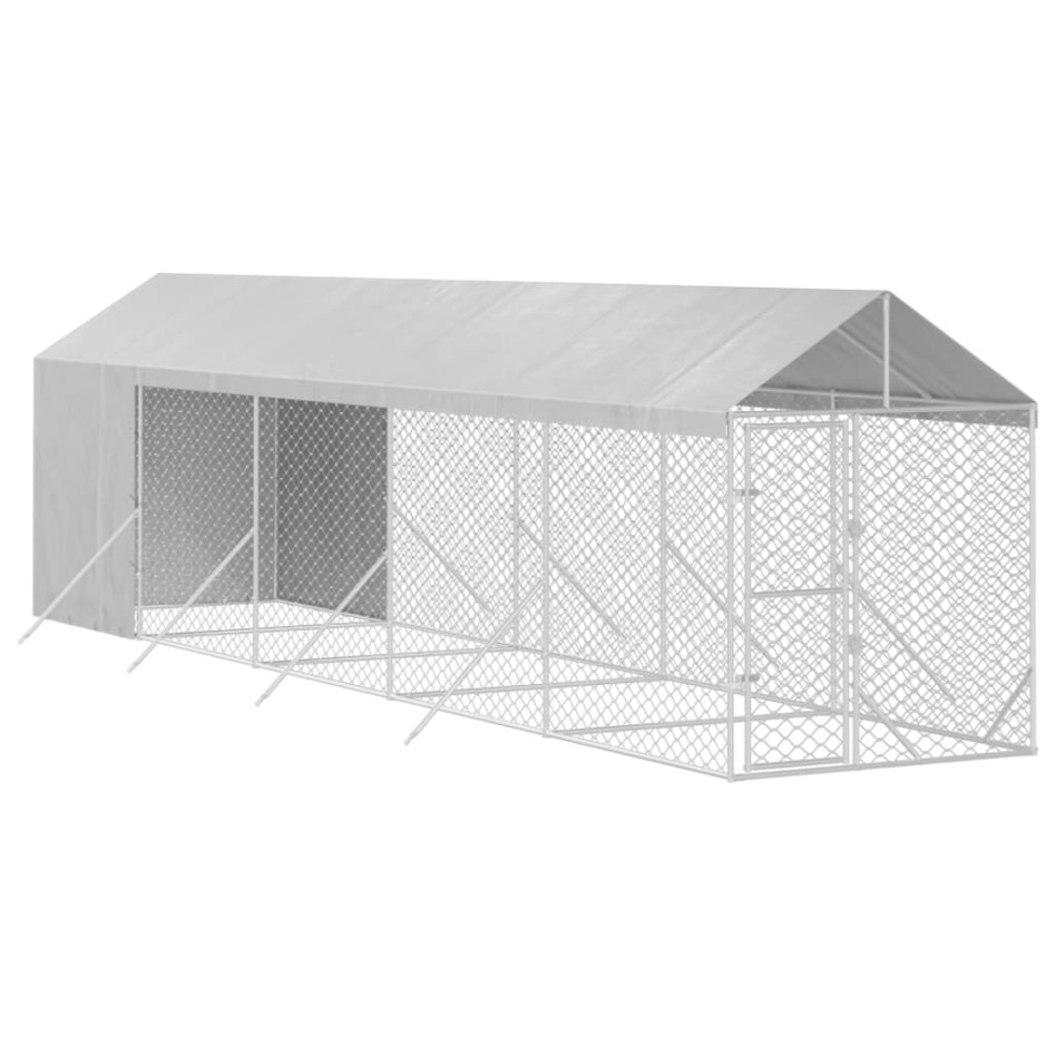 Perrera de exterior con toldo acero galvanizado plata