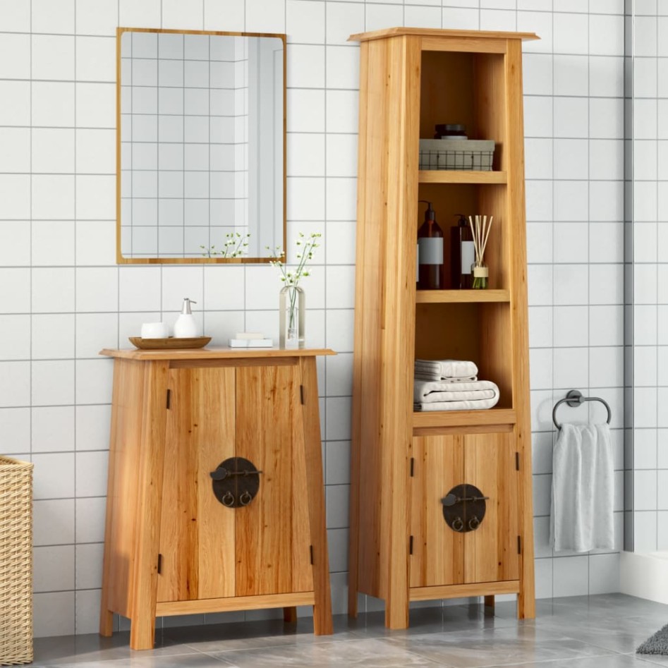 Conjunto de muebles de baño 2 piezas madera maciza de