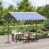 Toldo de pie tela y acero azul y blanco 300x300