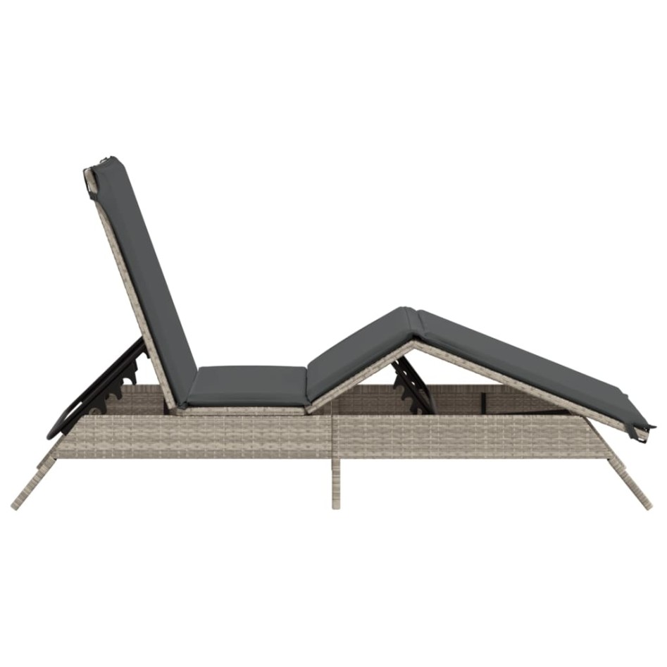 Tumbona con cojín ratán sintético gris