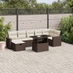 Set sofás de jardín 8 piezas y cojines ratán sintético marrón