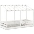 Cama infantil con techo madera maciza pino blanca 90x190