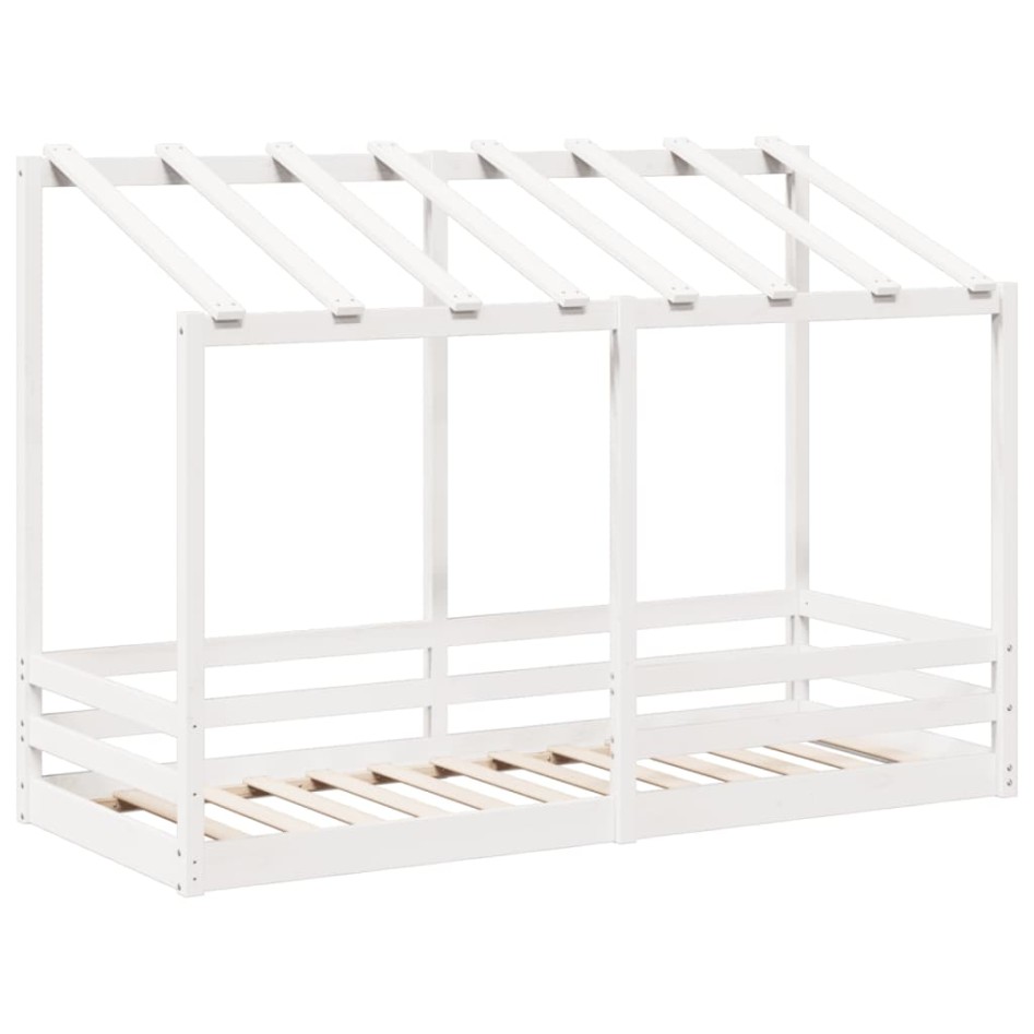 Cama infantil con techo madera maciza pino blanca 90x190