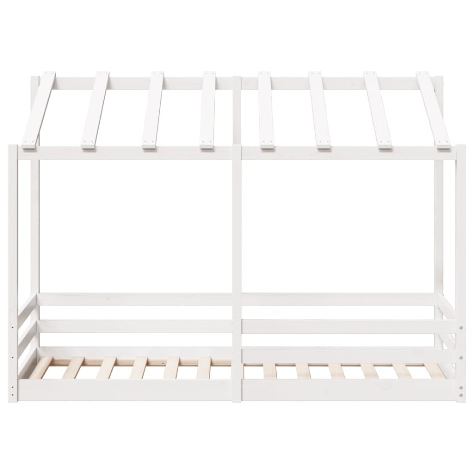 Cama infantil con techo madera maciza pino blanca 90x190