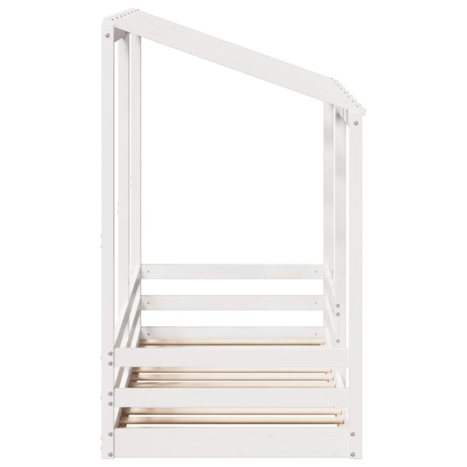Cama infantil con techo madera maciza pino blanca 90x190