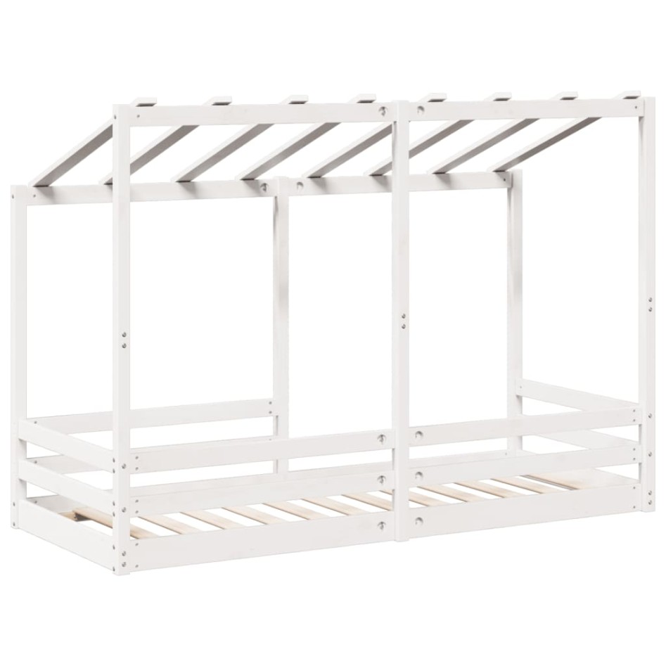Cama infantil con techo madera maciza pino blanca 90x190