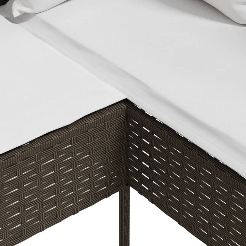 Sofá en forma de L con cojines ratán sintético