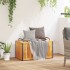Baúl de cojines de jardín acacia maciza y acero 85x45x45/53