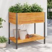 Jardinera con estante madera maciza acacia y acero 80x45x80 cm