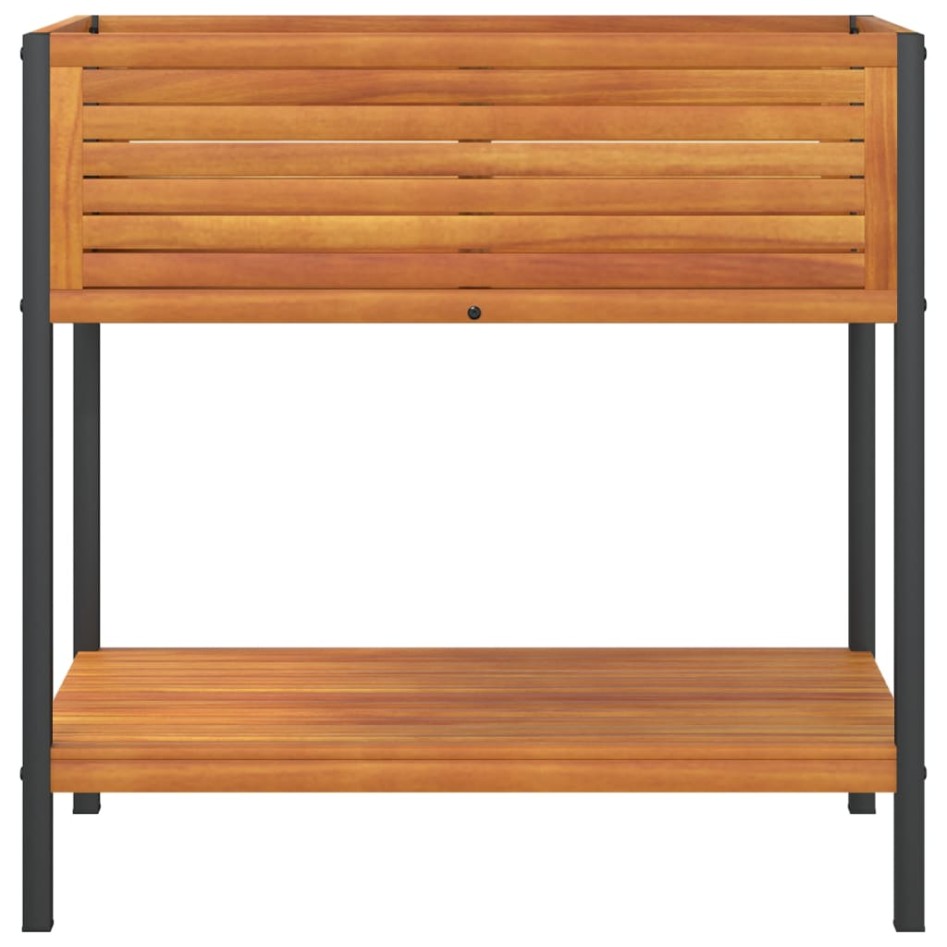 Jardinera con estante madera maciza acacia y acero 80x45x80