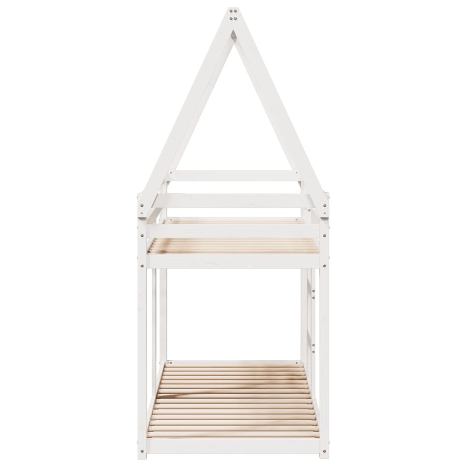 Cama litera con techo madera maciza de pino blanco 90x200