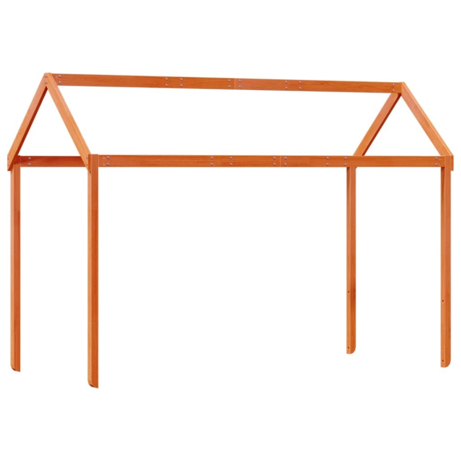 Cama litera con techo madera maciza pino marrón 90x200