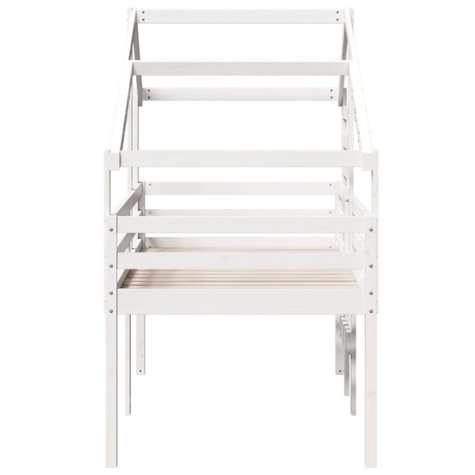 Cama alta con techo blanca madera maciza pino blanca 90x200