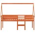 Cama alta con techo madera maciza de pino marrón cera 90x200