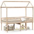 Cama alta con techo madera maciza de pino 90x200