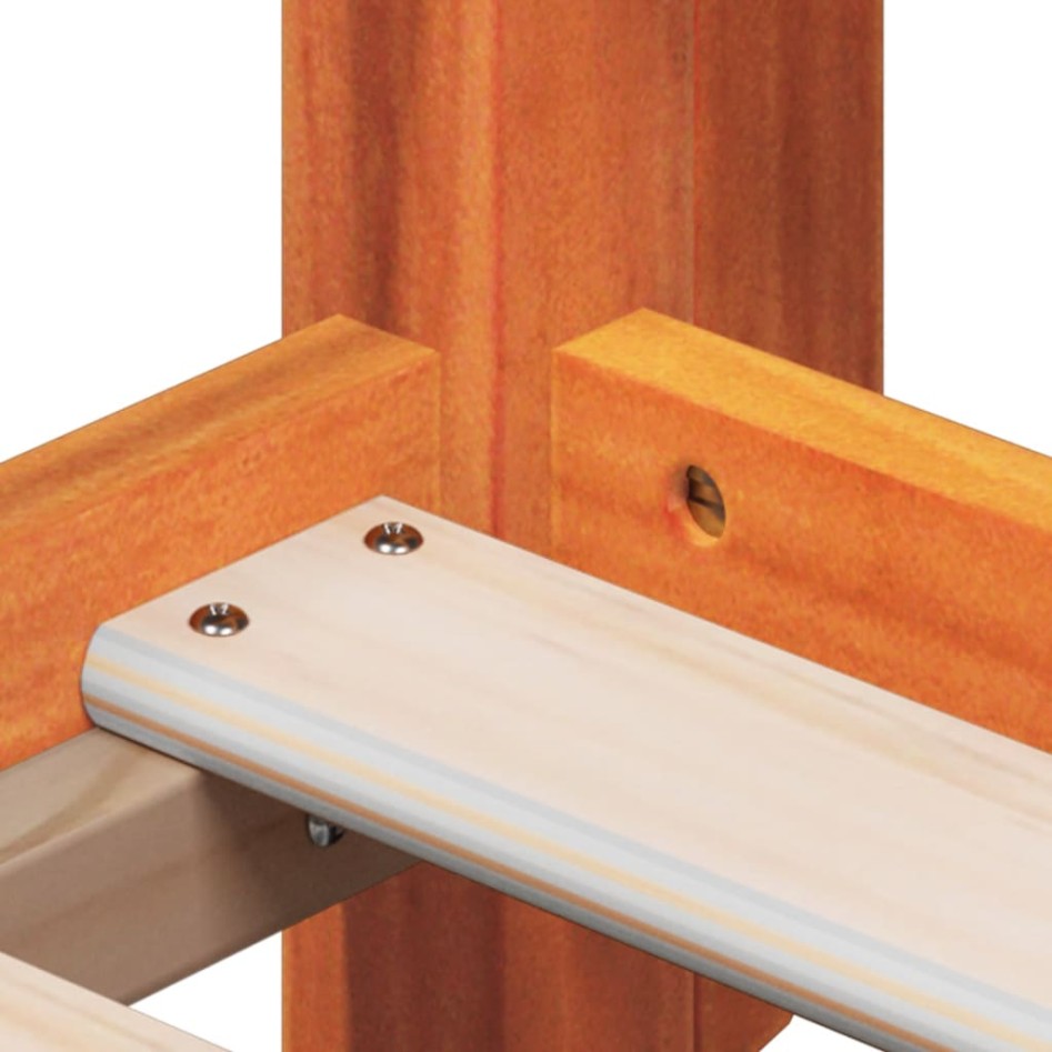 Cama alta con techo madera maciza de pino marrón cera 75x190