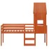 Cama alta con techo madera maciza de pino marrón cera 75x190