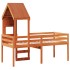 Cama alta con techo madera maciza de pino marrón cera 75x190