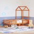 Estructura de cama con techo madera pino marrón cera 100x200