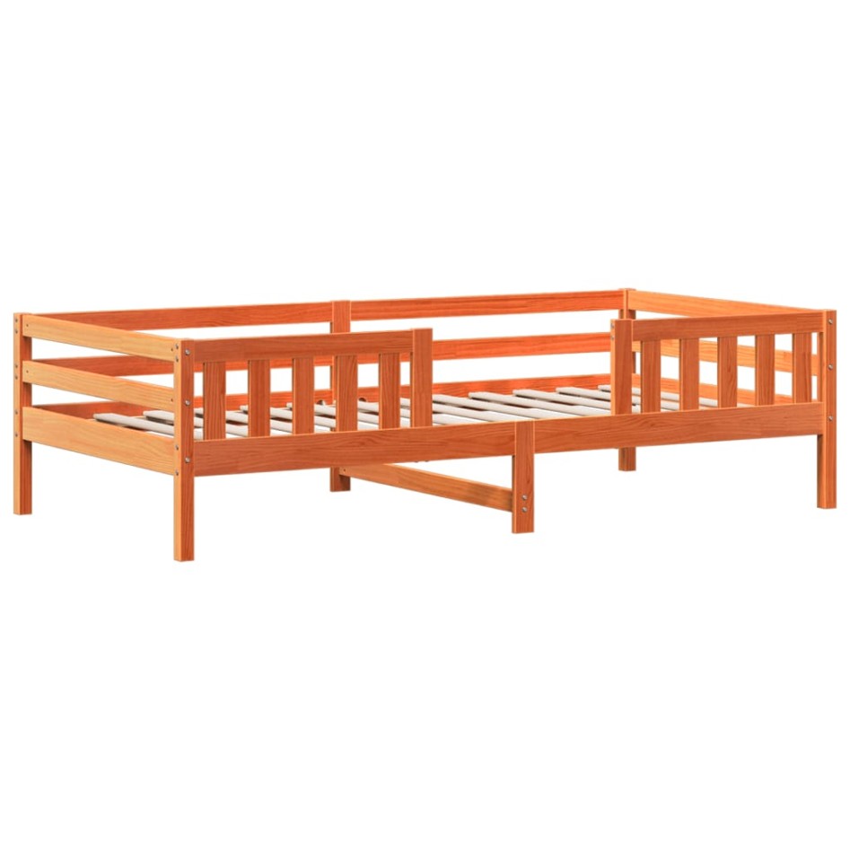 Estructura cama con techo madera maciza pino marrón 80x200
