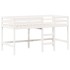 Cama alta escalera y techo madera maciza pino blanca 80x200