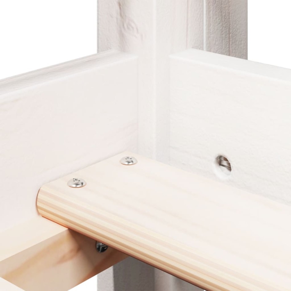 Cama alta escalera y techo madera maciza pino blanca 80x200