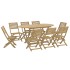 Juego de comedor de jardín 9 piezas madera maciza de