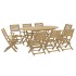 Juego de comedor de jardín 9 piezas madera maciza de