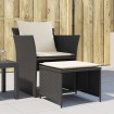 Sillón de jardín con reposapiés ratán sintético negro