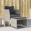Sillón de jardín con reposapiés ratán sintético gris claro