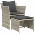 Sillón de jardín con reposapiés ratán sintético gris