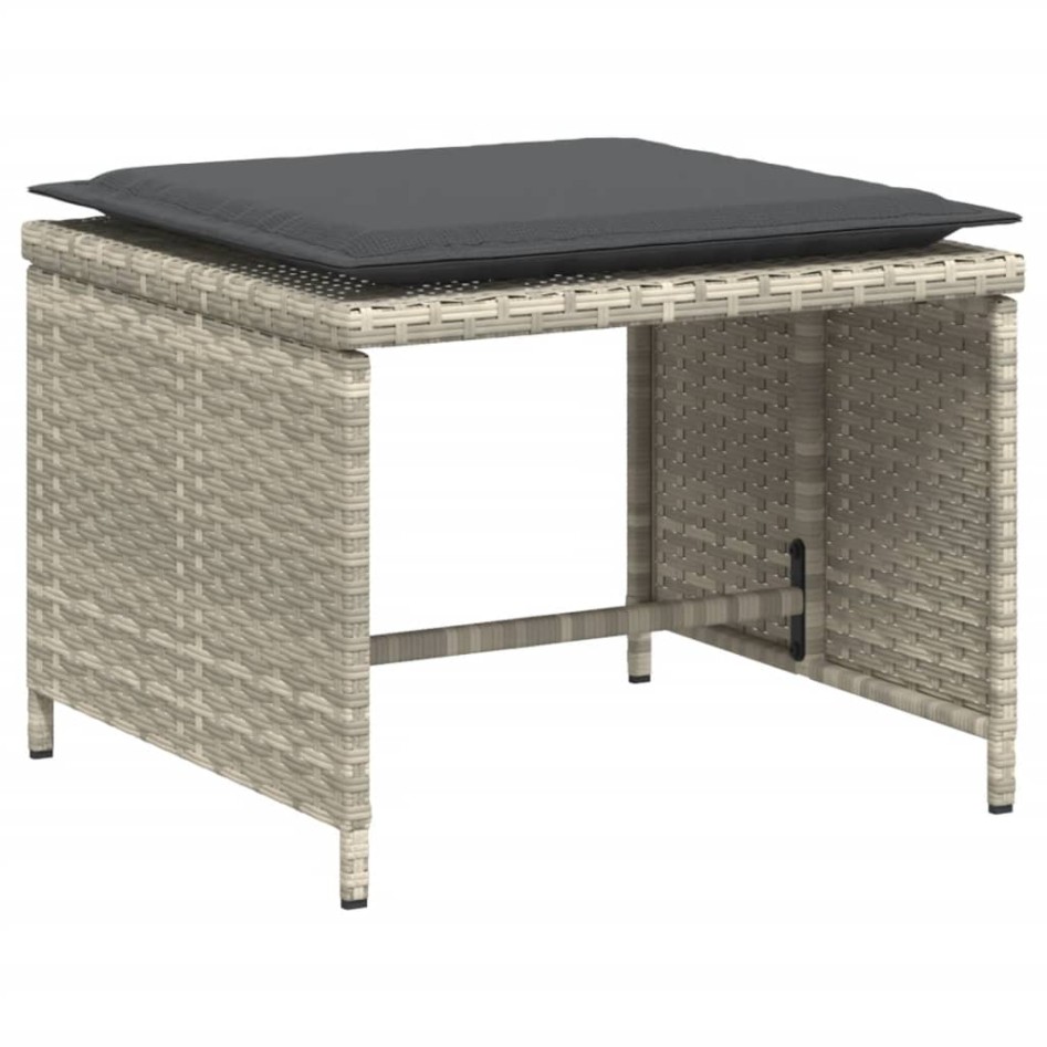 Sillón de jardín con reposapiés ratán sintético gris