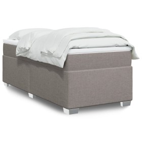 Cama box spring con colchón tela gris taupe 80x200