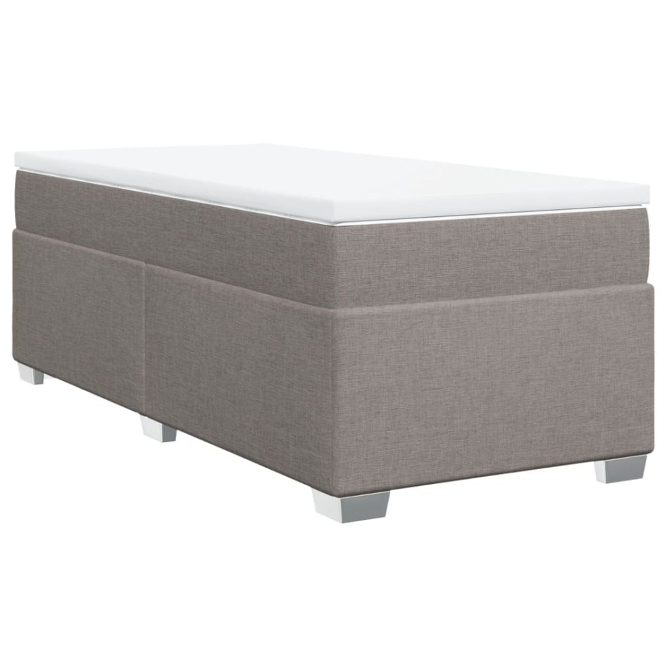 Cama box spring con colchón tela gris taupe 80x200