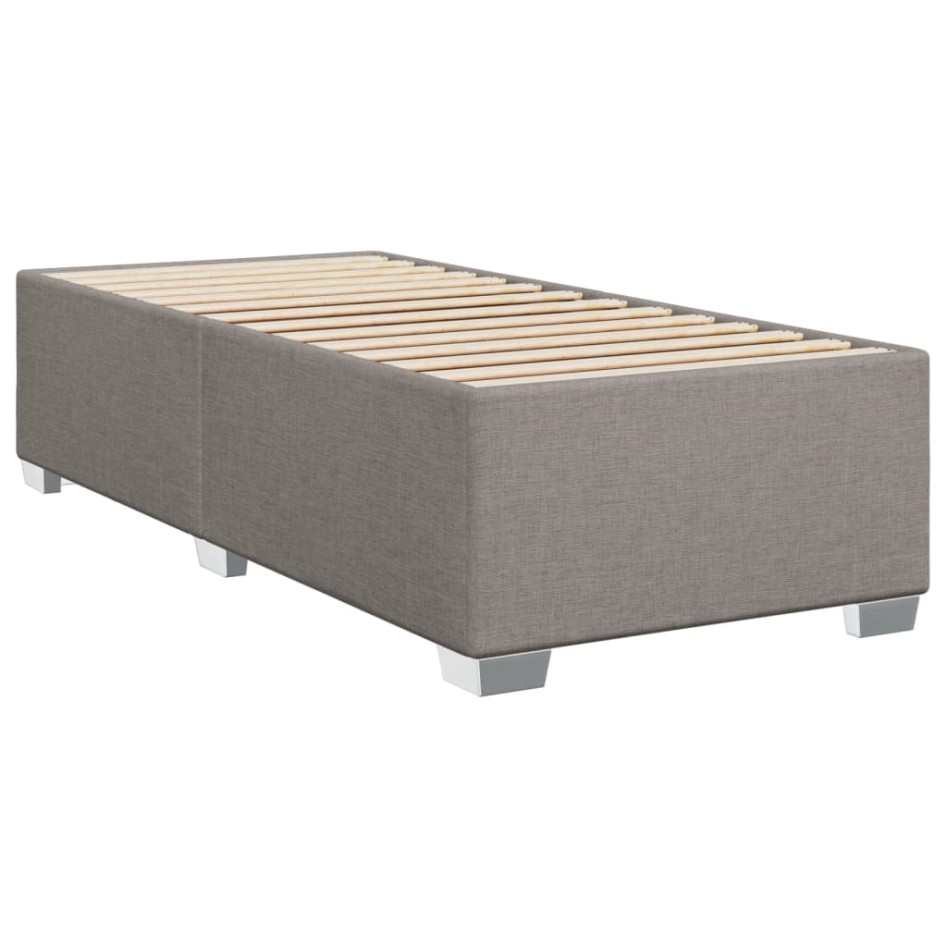 Cama box spring con colchón tela gris taupe 80x200