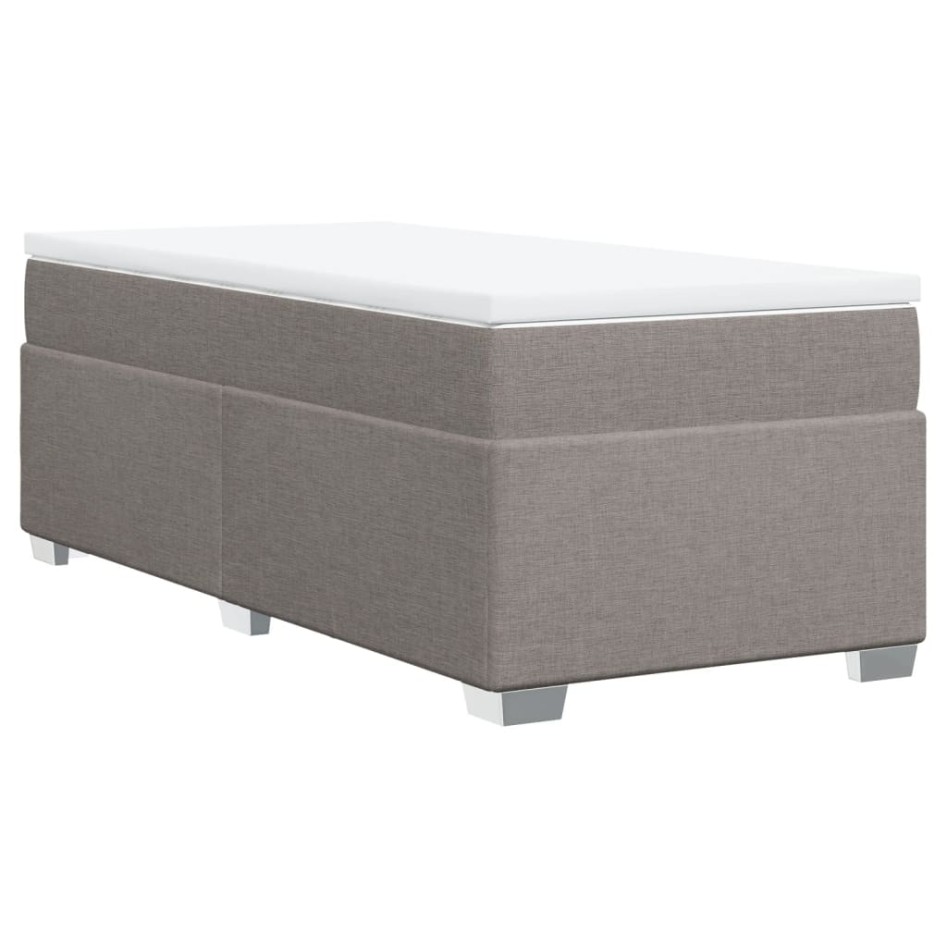Cama box spring con colchón tela gris taupe 80x200