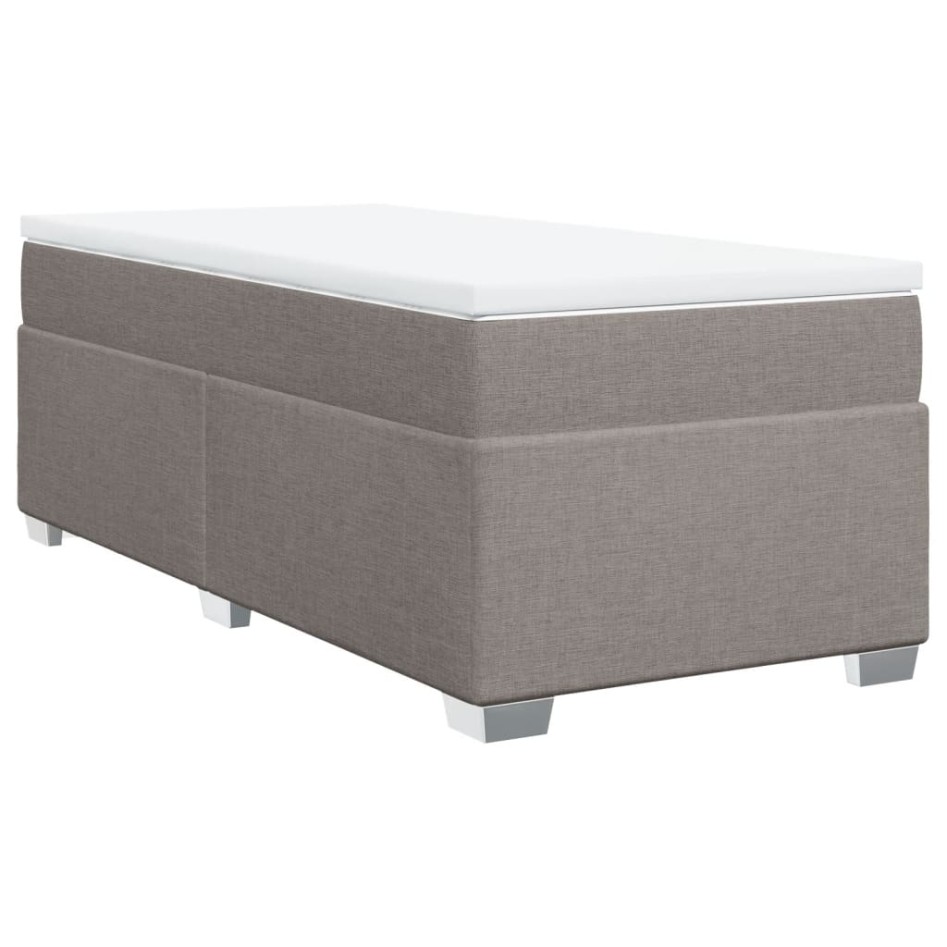 Cama box spring con colchón tela gris taupe 90x190