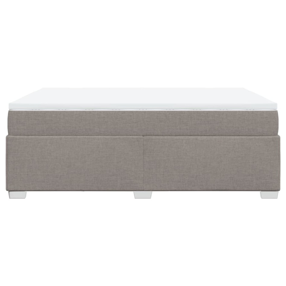 Cama box spring con colchón tela gris taupe 140x190