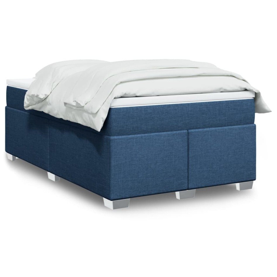 Cama box spring con colchón tela azul 120x190