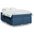 Cama box spring con colchón tela azul 140x190