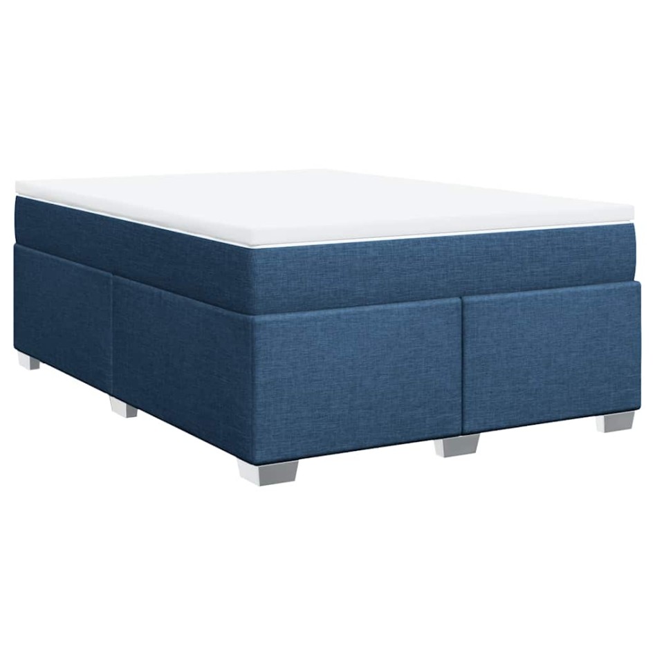 Cama box spring con colchón tela azul 140x190